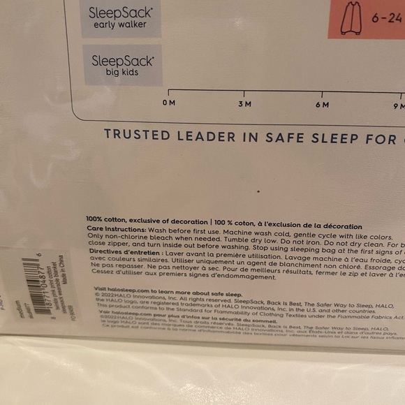 Halo Sleep Sack Twinkle Pink Size Medium 6-12 months TOG 0.5 NWT - Picture 6 of 8